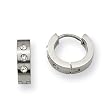 Stainless Steel CZ Hinged Hoop Earrings