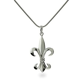 Sterling Silver Fleur de Lis Pendant: Eve's Addiction: Jewelry