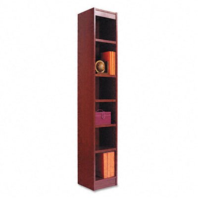 Alera Veneer Baby Bookcase, 6 Shelves, 12w x 12d x 72h, Cherry