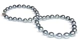 8 x 10mm natural color grey baroque black Tahitian south sea cultured pearl necklace