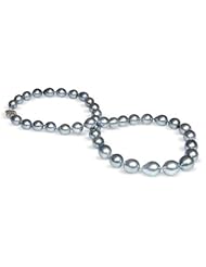 8 x 10mm natural color grey baroque black Tahitian south sea cultured pearl necklace