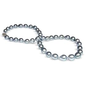 8 x 10mm natural color grey baroque black Tahitian south sea cultured pearl... by American Pearl