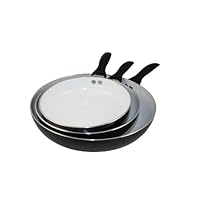 CONCORD BLACK Eco Friendly Healthy Ceramic 3 PC Nonstick Fry Pan Skillet Cookware Set