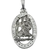 31SHZYgTQXL. SL160  14k White Gold St. Christopher Medal 21x15mm   JewelryWeb