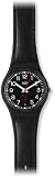 Swatch Unisex Red Sunday Black Dial and Leather Strap Watch