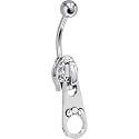 Crystalline JEWELED ZIPPER belly button ring