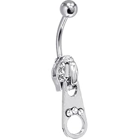 Crystalline JEWELED ZIPPER belly button ring