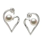 SAVE $22 - Sterling Silver Freshwater Cultured Pearl Heart Earrings $65.00