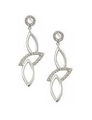 14K White Gold Diamond Dangle Earrings (1/4Cttw, SI Clarity, H Color)