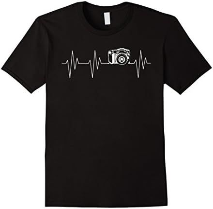 Heartbeat Camera Shirt - Camera - Photographer T-Shirt - Male 2XL - Black