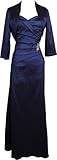 Textured Silky Strapless Gown with Crystal Pin & Bolero MOB Dress Mother of the Bride, Medium, Navy