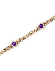 14K Yellow Gold Round Amethyst Bracelet