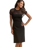 Apparel : London Times Sheer-Layer Cap-Sleeve Sheath Dress