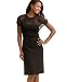 London Times Sheer-Layer Cap-Sleeve Sheath Dress