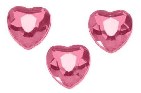 10mm Pink Acrylic Heart Rhinestones - Package 