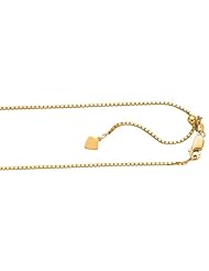 Silver Yellow Plated 22" 1.4mm Polish Diamond Cut Adjustable Box Chain With Lobster Clasp