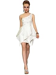 Girls Satin/Silk Beaded One Shoulder Sheath Cocktail Party Dress 