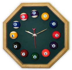 13in Octagon Billiard Clock Felt Clocks