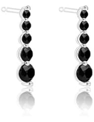 2/7 (0.26-0.32) Ct AA Black Diamond Journey Earrings in 14K White Gold