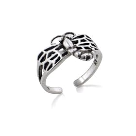 Filigree Winged Dragonfly Sterling Silver Toe Ring or Childs Adjustable Ring