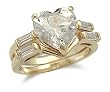 CZ Wedding Rings - Heart Shape Cubic Zirconia Engagement Ring and Wedding Band