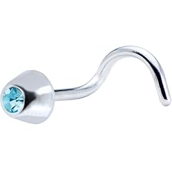 Sterling Silver Aqua Cone Nose Ring Made with SWAROVSKI ELEMENTS
