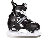 Nijdam Junior Eishockey Schlittschuhe Kinder größenverstellbar (29-32||schwarz weiß silber)