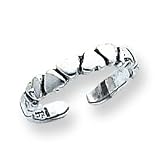 Sterling Silver Antiqued Hearts Toe Ring