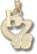 Driver Number "I Heart 48" 3/4" Charm/Pendant -14K/10K, Stainless Steel or Gold Plated