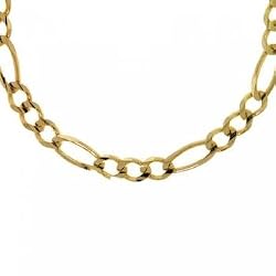 Traditional Mens Figaro Necklace- Yellow Gold Finely Polished - Lobster