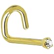 Solid 14KT Yellow Gold 1.5mm Genuine Diamond Left Nostril Screw - 18 Gauge