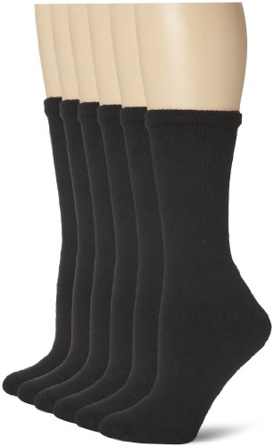 Fruit of the Loom Women's Plus-Size FTL Core 6 Pack Black Crew Sock Plus Size
