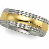 14K Two-Tone Gold Comfort Fit Wedding Band For Men and Women - Sizes 5 - 12.5