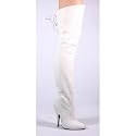 5 Inch Sexy Thigh Boot With Lace At The Rear White Leather High Heel Boot