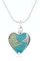Martick Turquoise Confetti Murano Style Heart on Silver Snake Chain