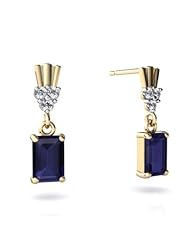 Genuine Sapphire 14kt Yellow Gold Dangle Drop Earrings