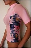 Women's UV Rash Guard Shirt - Pink Plumeria