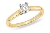 1/2 Carat Princess Cut Diamond Bridal 18K Yellow Gold Ring