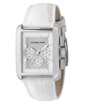 MICHAEL Michael Kors Womens Chronograph White Leather Strap Watch