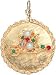 Wheelbarrow With Flowers on Rope Edge Disc, 14K Gold Charm