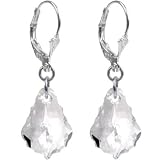 Sterling Silver Austrian Crystal (April) Baroque Dangle Earrings