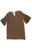Geren Ford womens puff sleeve v neck silk shift dress