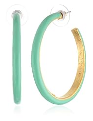 Kenneth Jay Lane Green Enamel Hoop Earrings