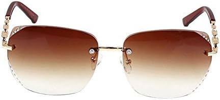 Rimless sunglasses trimming diamond 2015 new European and American female glasses gradient purple round face and big box sunglasses tide (Dark brown)