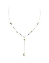 Sterling Silver Imitation Round Pearl Necklace 16"