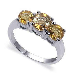 Sterling Silver Band Citrine Gemstone Ring