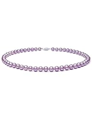 PremiumPearl 6-6.5mm Lavender Freshwater Pearl Necklace AAA Quality 14K White Gold, 17" Length