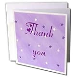 CherylsArt Thank You - Purple and White Stars Thank You - Greeting Cards-12 Greeting Cards with envelopes
