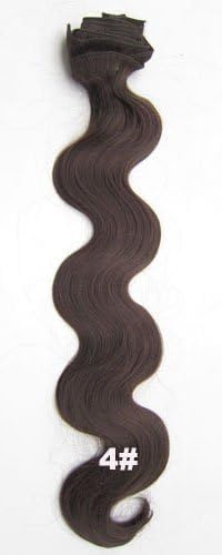 Beauty Wig World Set 12 pcs 22" Clip in Hair Extensions Full Head Synthetic Hairpiece Wavy Curled 130g(#4 chocolate brown)