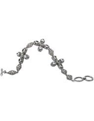Sterling silver and 18k gold Enchanta Collection blue topaz cross bracelet 7.5 - 8.5 inches
